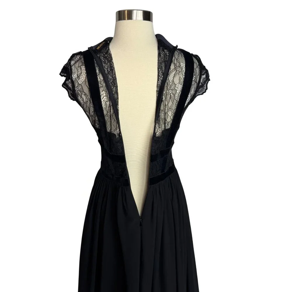 Miusol Whimsigoth Goth Dark Fairy Black Lace Maxi Dress Sz Sm - Picture 10 of 13